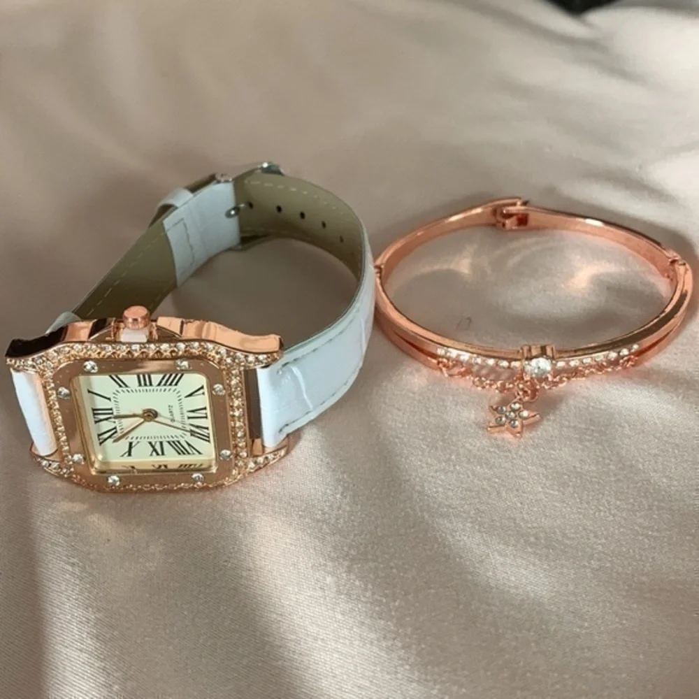 NWOT, Matching Rose Gold Watch and Bracelet.